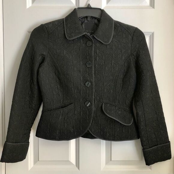 THE LIMITED WOMEN'S JACKET/ BLAZER SIZE SMALL BLACK FLORAL EMBOSSED QUILTED - Picture 2 of 9